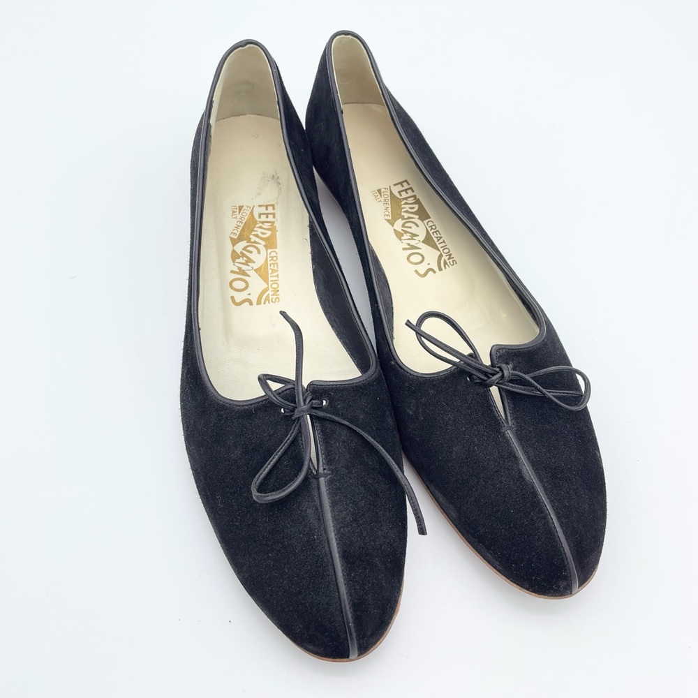 Salvatore Ferragamo Creations Ballet Flat CHERIE black SUEDE BALLET FLAT size 39